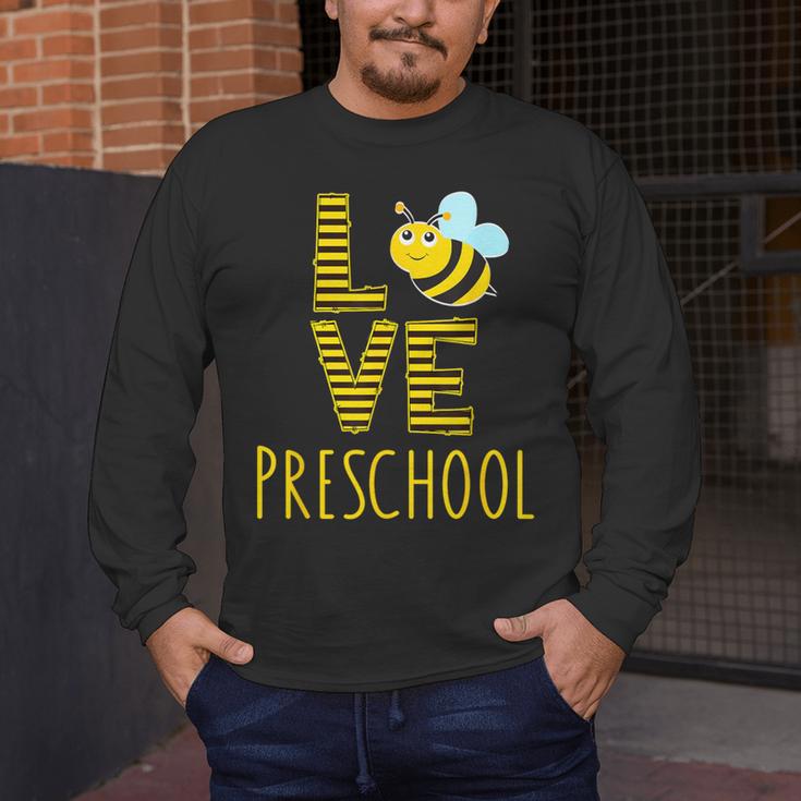 Love Preschool Back To School Yellow Bee Preschool Teacher For Men Women Girls Kids Men's Long Sleeve T-Shirt, funny design