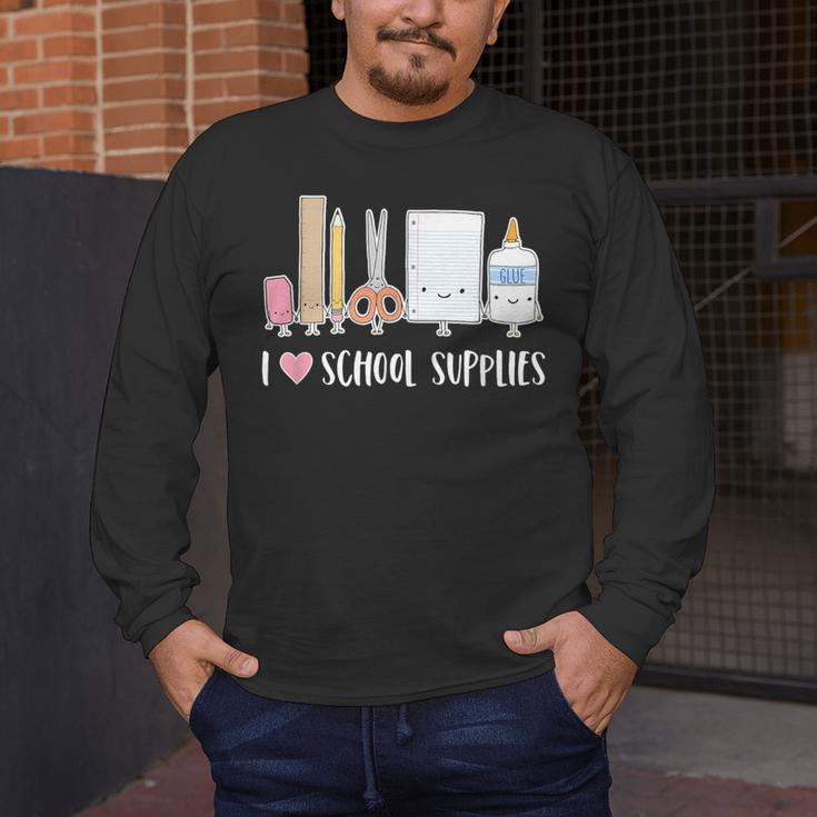 I Love School Supplies Teacher Shirt Men's Long Sleeve T-Shirt, funny design