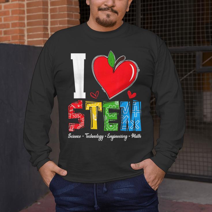 I Love STEM Student Teacher 1st Day Of School Back To School Men's Long Sleeve T-Shirt, funny design