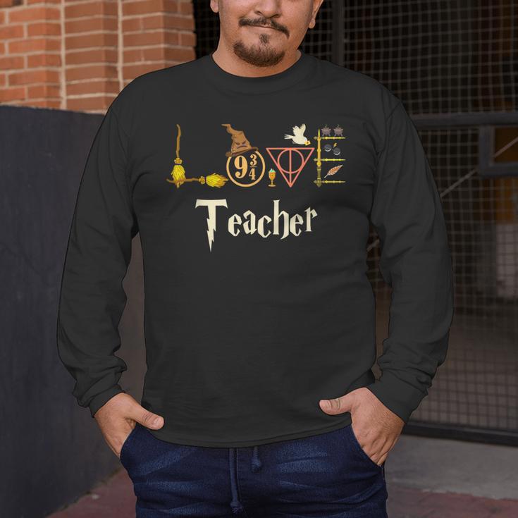 Love Teacher Wizards Back To School Halloween Men's Long Sleeve T-Shirt, funny design Love Teacher Wizards Back To School Halloween Men's Long Sleeve T-Shirt, funny design