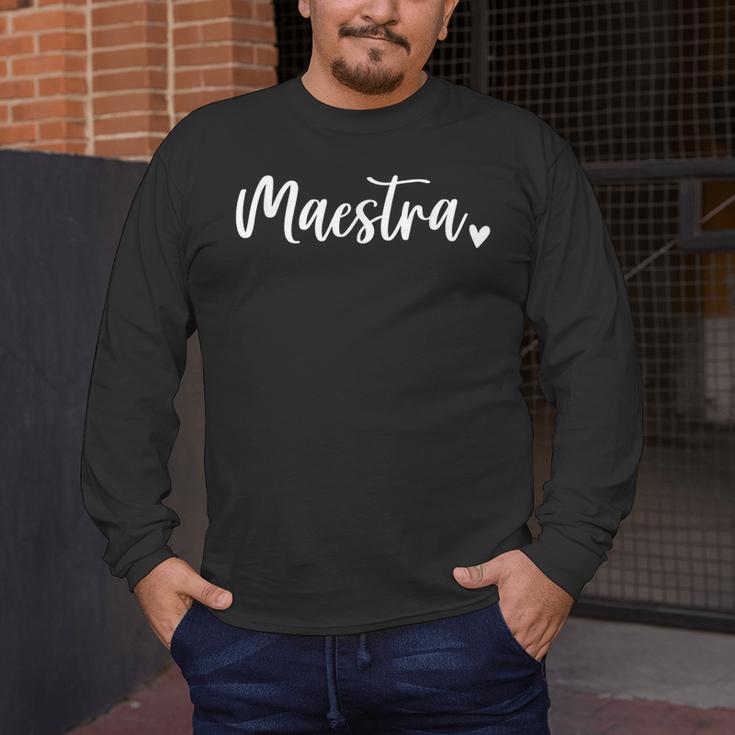 Maestra Cute Bilingual Spanish Teacher Men's Long Sleeve T-Shirt, funny design