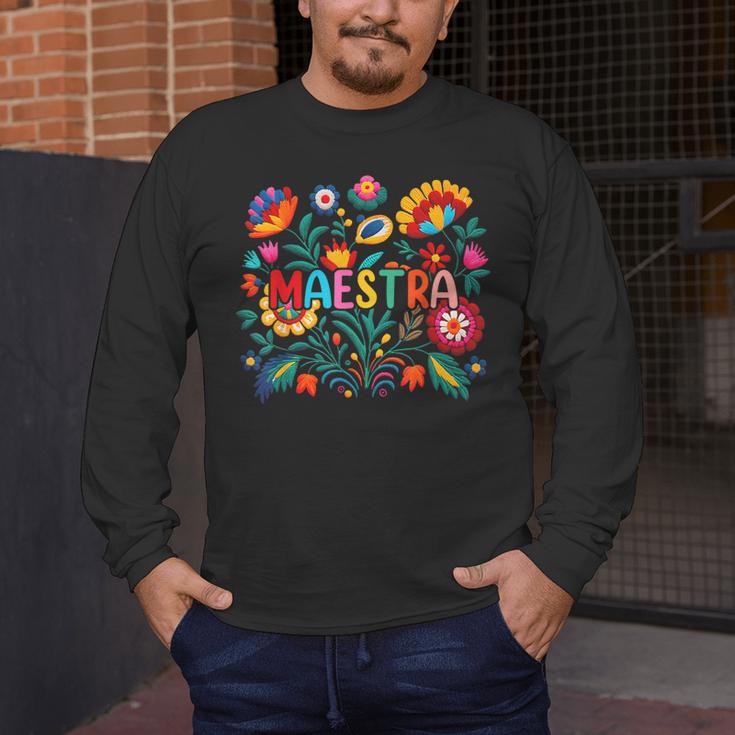 Maestra Flowers Spanish Teacher Cinco De Mayo Men's Long Sleeve T-Shirt, funny design Maestra Flowers Spanish Teacher Cinco De Mayo Men's Long Sleeve T-Shirt, funny design