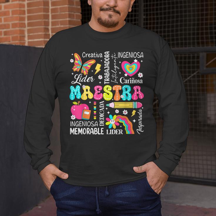 Maestra Spanish Teacher Back To School Maestra De Espanol Men's Long Sleeve T-Shirt, funny design Maestra Spanish Teacher Back To School Maestra De Espanol Men's Long Sleeve T-Shirt, funny design
