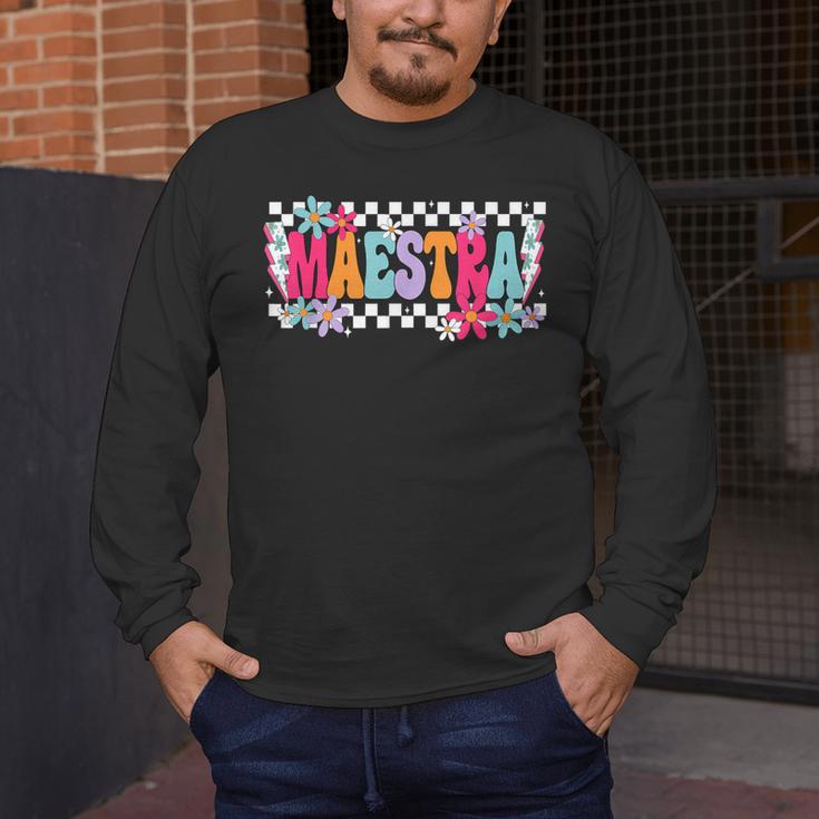Maestra Teacher Spanish Back To School First Day Of School Men's Long Sleeve T-Shirt, funny design Maestra Teacher Spanish Back To School First Day Of School Men's Long Sleeve T-Shirt, funny design