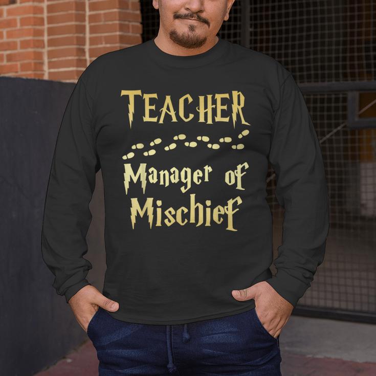 Magical Teacher Manager Of Mischief Birthday Family Party Men's Long Sleeve T-Shirt, funny design
