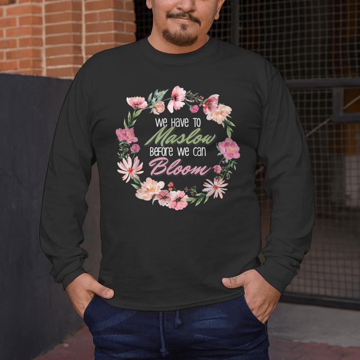 Maslow Before Blooms SPED Teacher School Psychologist Retro Men Women Men's Long Sleeve T-Shirt, funny design Maslow Before Blooms SPED Teacher School Psychologist Retro Men Women Men's Long Sleeve T-Shirt, funny design
