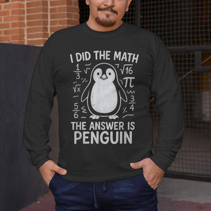 I Did The Math The Answer Is Penguin Math Teacher Men's Long Sleeve T-Shirt, funny design I Did The Math The Answer Is Penguin Math Teacher Men's Long Sleeve T-Shirt, funny design