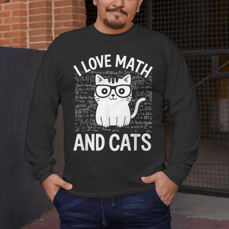 Math And Cats Apparel For Teachers Students Cat Lovers Men's Long Sleeve T-Shirt, funny design Math And Cats Apparel For Teachers Students Cat Lovers Men's Long Sleeve T-Shirt, funny design