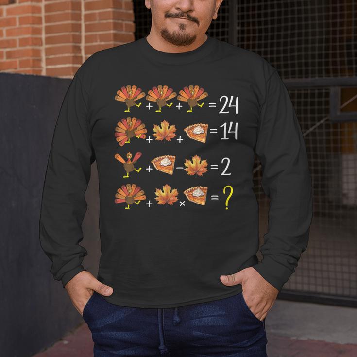 Math Number Thanksgiving Count Answer Pie Turkey Teacher Men's Long Sleeve T-Shirt, funny design Math Number Thanksgiving Count Answer Pie Turkey Teacher Men's Long Sleeve T-Shirt, funny design
