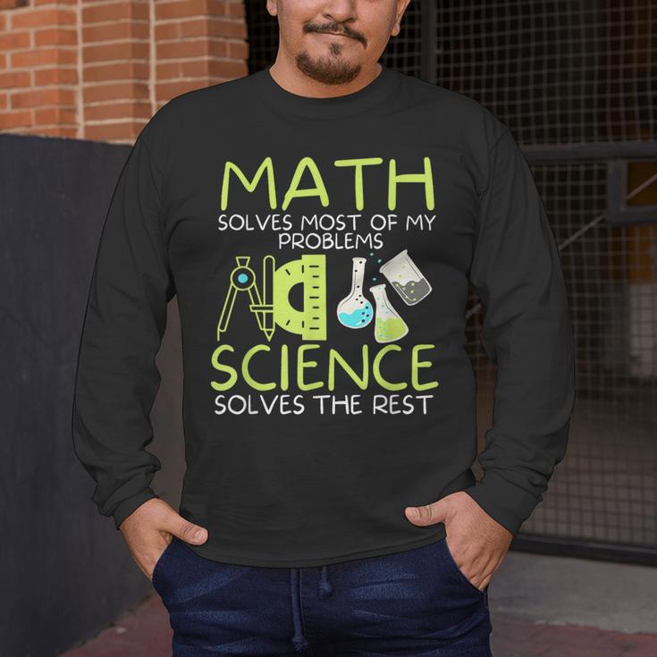 Math Solves Most Of My Problems Science Math Science Teacher Men's Long Sleeve T-Shirt, funny design Math Solves Most Of My Problems Science Math Science Teacher Men's Long Sleeve T-Shirt, funny design