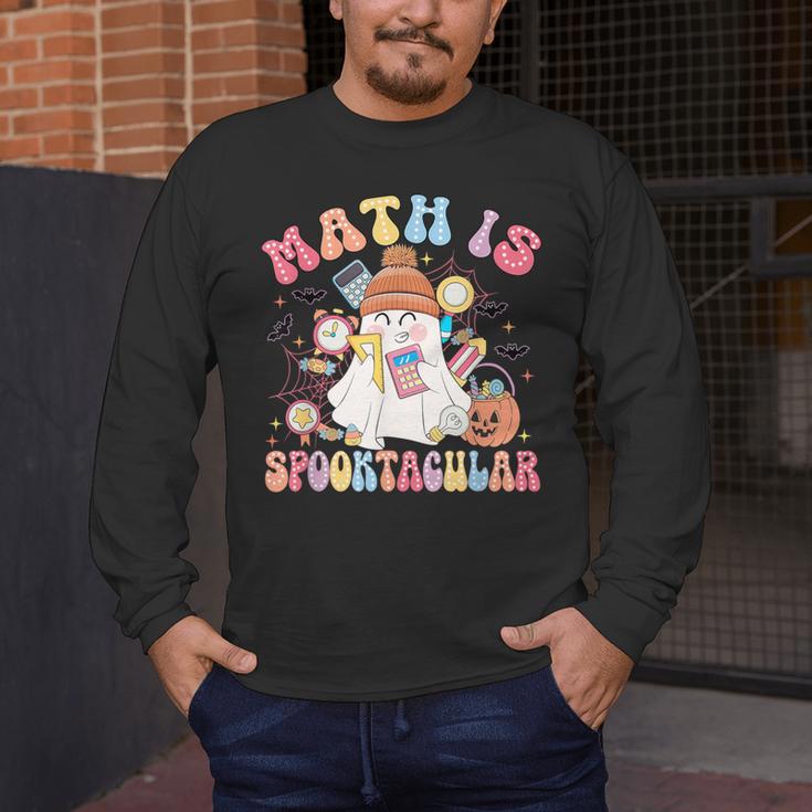 Math Is Spooktacular Math Teacher Spooky Halloween Men's Long Sleeve T-Shirt, funny design Math Is Spooktacular Math Teacher Spooky Halloween Men's Long Sleeve T-Shirt, funny design