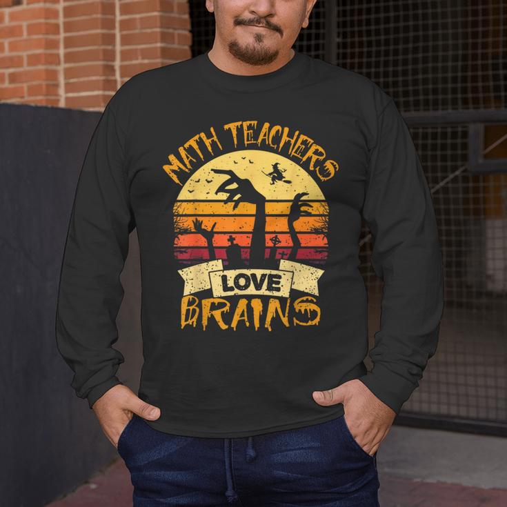 Math Teacher Shirt Math Teachers Love Brains Halloween Math For Men Women Men's Long Sleeve T-Shirt, funny design