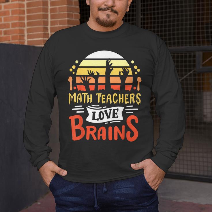 Math Teachers Love Brains Halloween Costume Zombie For Men Women Men's Long Sleeve T-Shirt, funny design
