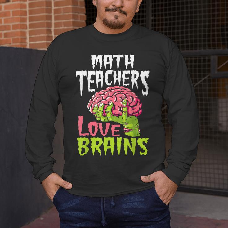 Math Teachers Love Brains Zombie Teacher School Halloween Men's Long Sleeve T-Shirt, funny design Math Teachers Love Brains Zombie Teacher School Halloween Men's Long Sleeve T-Shirt, funny design