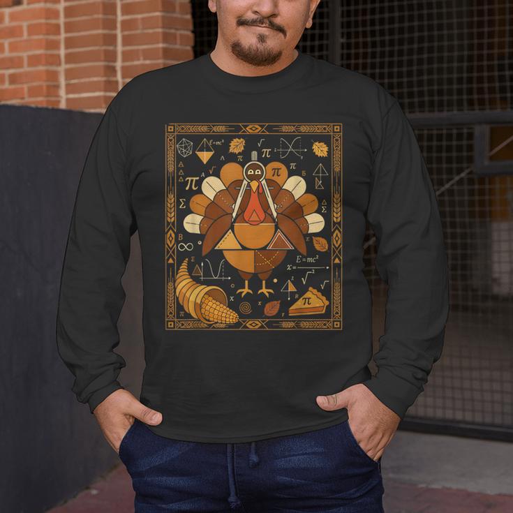 Math Turkey Teacher Thanksgiving Geometric Pi Equation Men's Long Sleeve T-Shirt, funny design
