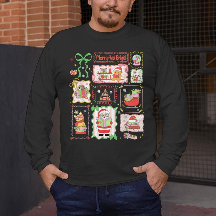 Merry And Bright Christmas Gingerbread Santa Book Teacher Men's Long Sleeve T-Shirt, funny design Merry And Bright Christmas Gingerbread Santa Book Teacher Men's Long Sleeve T-Shirt, funny design