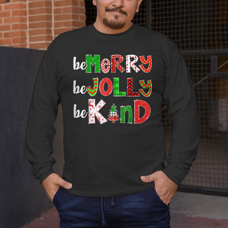 Be Merry Be Jolly Be Kind Merry Christmas Teacher Xmas Pjs Men's Long Sleeve T-Shirt, funny design
