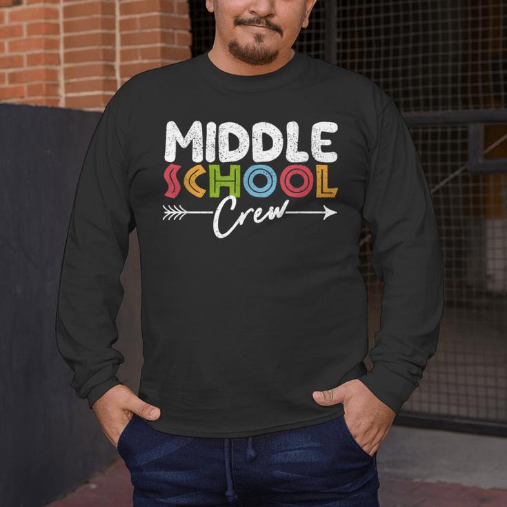 Middle School Crew Retro Teacher Student Vintage Men's Long Sleeve T-Shirt, funny design Middle School Crew Retro Teacher Student Vintage Men's Long Sleeve T-Shirt, funny design