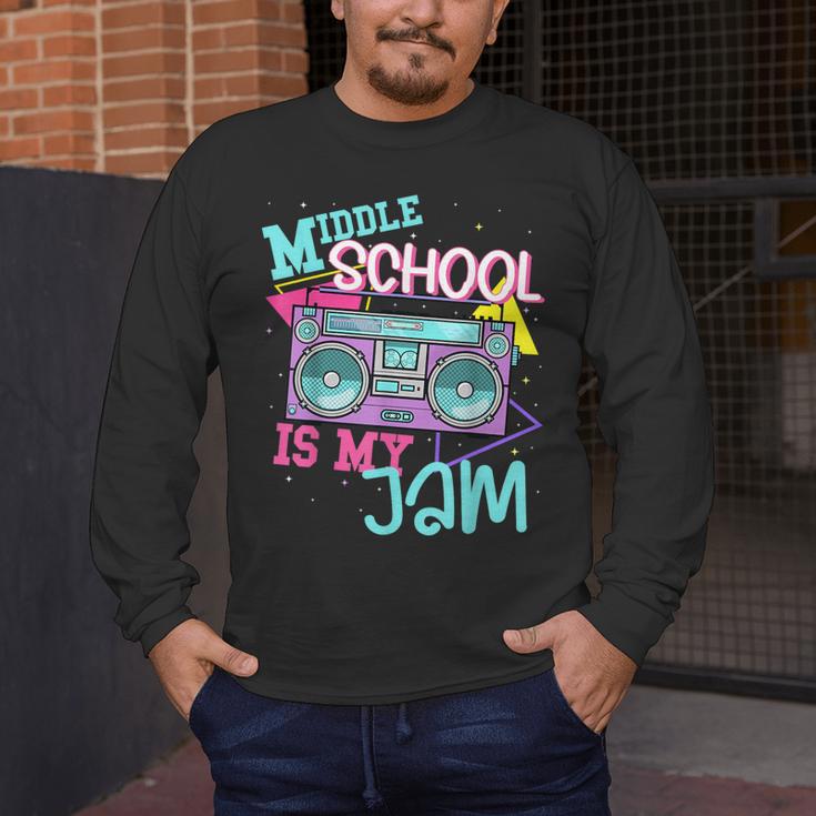 Middle School Is My Jam Cute Teacher Shirt 80's 90's Styl Men's Long Sleeve T-Shirt, funny design Middle School Is My Jam Cute Teacher Shirt 80's 90's Styl Men's Long Sleeve T-Shirt, funny design