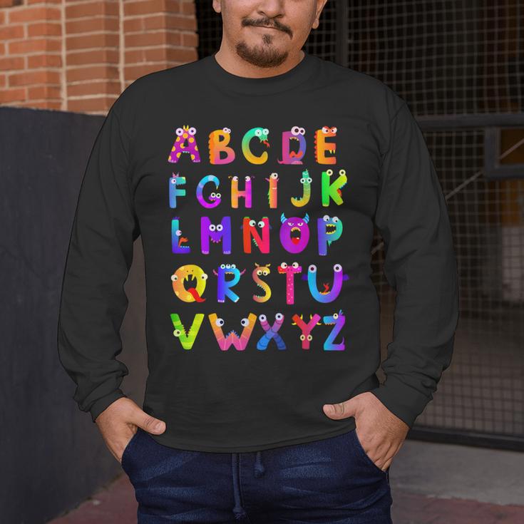 Monster ABC Cute Alphabet Halloween Teacher Costume Kids Men's Long Sleeve T-Shirt, funny design Monster ABC Cute Alphabet Halloween Teacher Costume Kids Men's Long Sleeve T-Shirt, funny design