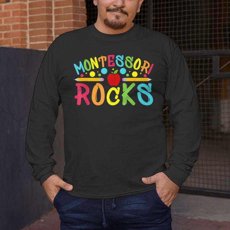 Montessori Rocks Montessori Teacher Back To School Men's Long Sleeve T-Shirt, funny design Montessori Rocks Montessori Teacher Back To School Men's Long Sleeve T-Shirt, funny design