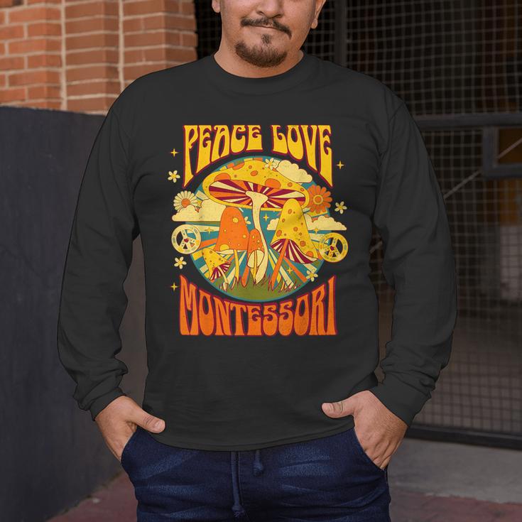 Montessori School Montessori Teacher Peace Love Montessori For Men Women Men's Long Sleeve T-Shirt, funny design