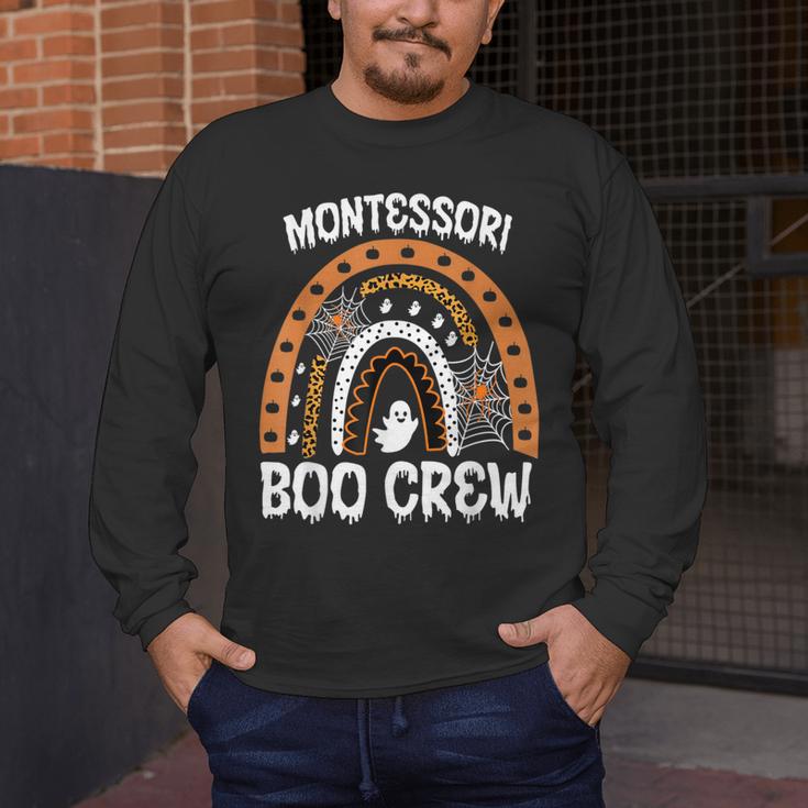 Montessori Teacher Halloween Boo Rainbow Leopard Halloween Men's Long Sleeve T-Shirt, funny design