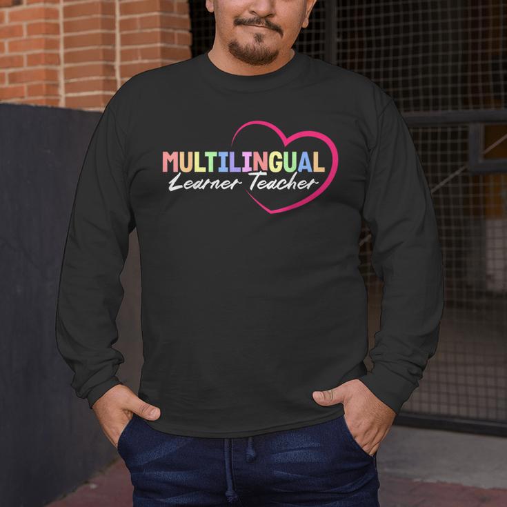 Multilingual Learner Teacher Heart Men's Long Sleeve T-Shirt, funny design Multilingual Learner Teacher Heart Men's Long Sleeve T-Shirt, funny design