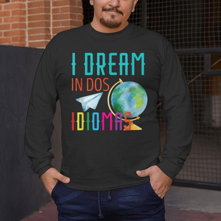 Multilingual Teacher In Dos Idiomas Linguist Language Men's Long Sleeve T-Shirt, funny design Multilingual Teacher In Dos Idiomas Linguist Language Men's Long Sleeve T-Shirt, funny design