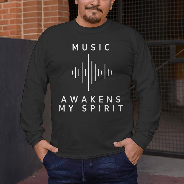 Music Awakens My Spirit Inspiring Musician Teacher Quote Men's Long Sleeve T-Shirt, funny design