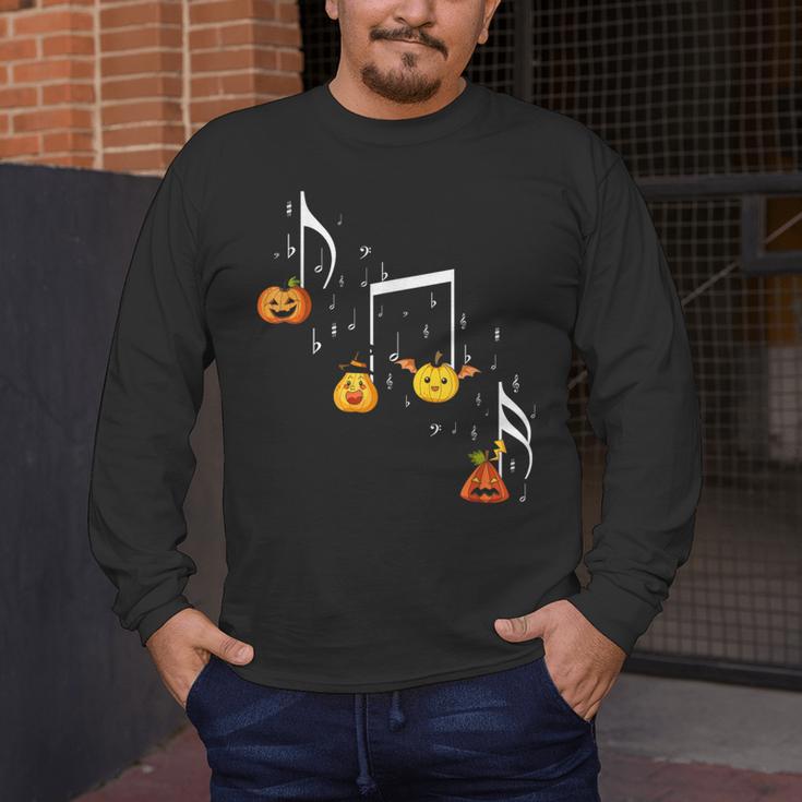 Music Note Pumpkin Fall Music Teacher Halloween Costume Men's Long Sleeve T-Shirt, funny design