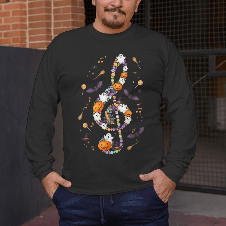 Music Note Symbol Halloween For Music Teacher Musicians Men's Long Sleeve T-Shirt, funny design