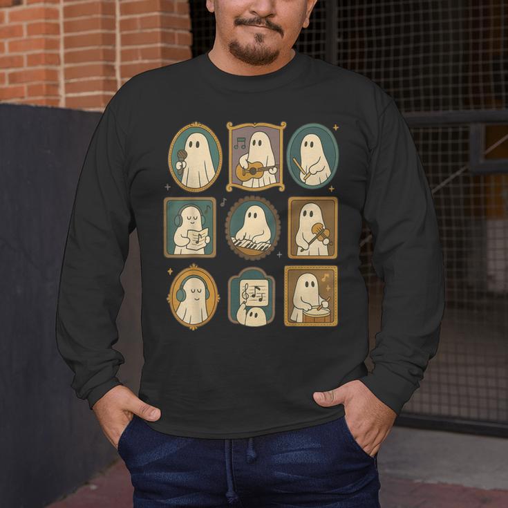 Music Teacher Orchestra Spooky Halloween Ghost Band Men's Long Sleeve T-Shirt, funny design Music Teacher Orchestra Spooky Halloween Ghost Band Men's Long Sleeve T-Shirt, funny design