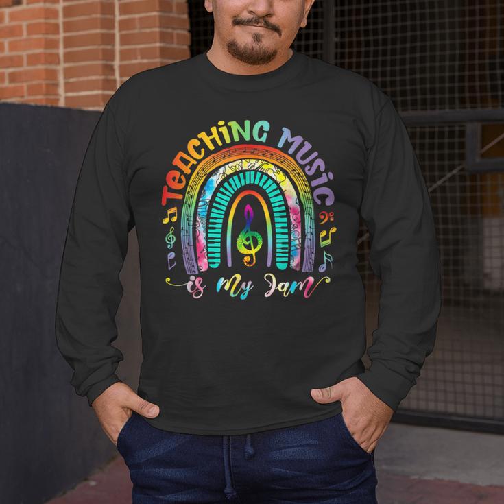 Musical Teacher Teaching Music Is My Jam Rainbow Tie Dye Men's Long Sleeve T-Shirt, funny design