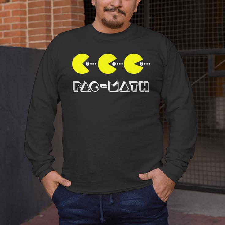 Nerdy Pac-Math Nom Retro Game Precalculus Math Teacher Men's Long Sleeve T-Shirt, funny design Nerdy Pac-Math Nom Retro Game Precalculus Math Teacher Men's Long Sleeve T-Shirt, funny design