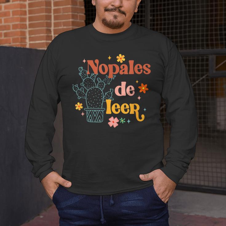 Nopales De Leer Spanish Teacher Maestra Cactus Bilingual Men's Long Sleeve T-Shirt, funny design