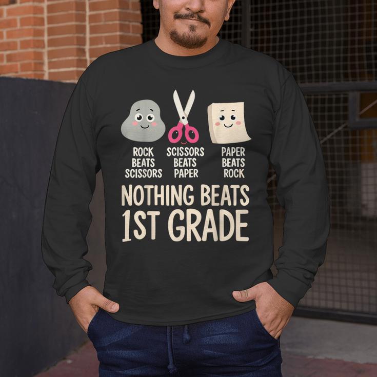 Nothing Beats 1st Grade Back To School Kids Teachers Men's Long Sleeve T-Shirt, funny design Nothing Beats 1st Grade Back To School Kids Teachers Men's Long Sleeve T-Shirt, funny design