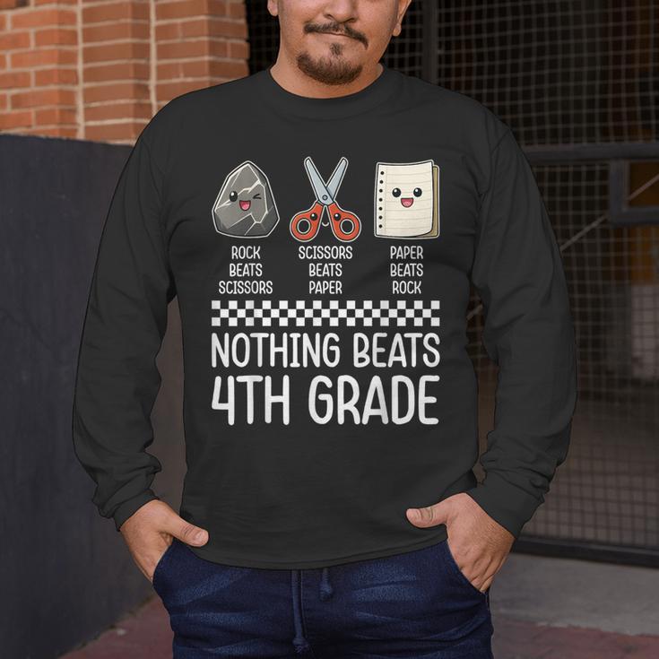 Nothing Beats 4th Grade Back To School Kids Teachers Men's Long Sleeve T-Shirt, funny design