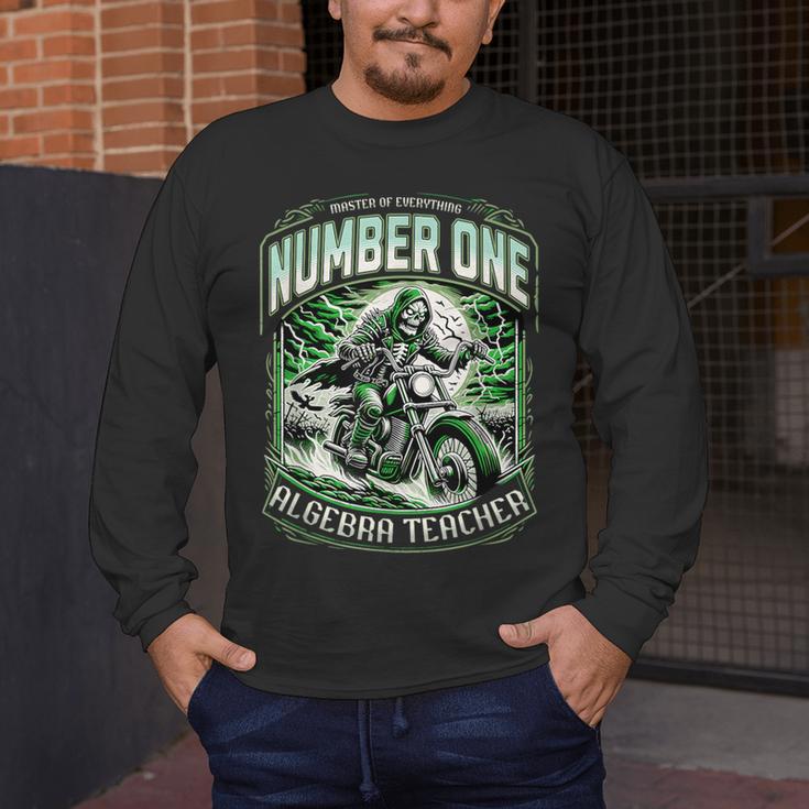 Number One Algebra Teacher 1 Career s Men's Long Sleeve T-Shirt, funny design Number One Algebra Teacher 1 Career s Men's Long Sleeve T-Shirt, funny design