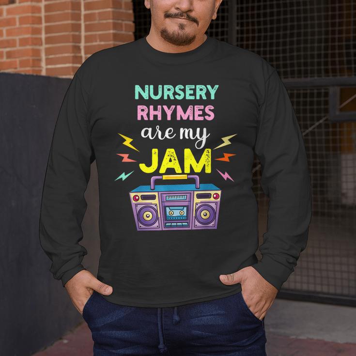 Nursery Rhymes Are My Jam 80s Retro Teachers & Students Kids Men's Long Sleeve T-Shirt, funny design Nursery Rhymes Are My Jam 80s Retro Teachers & Students Kids Men's Long Sleeve T-Shirt, funny design