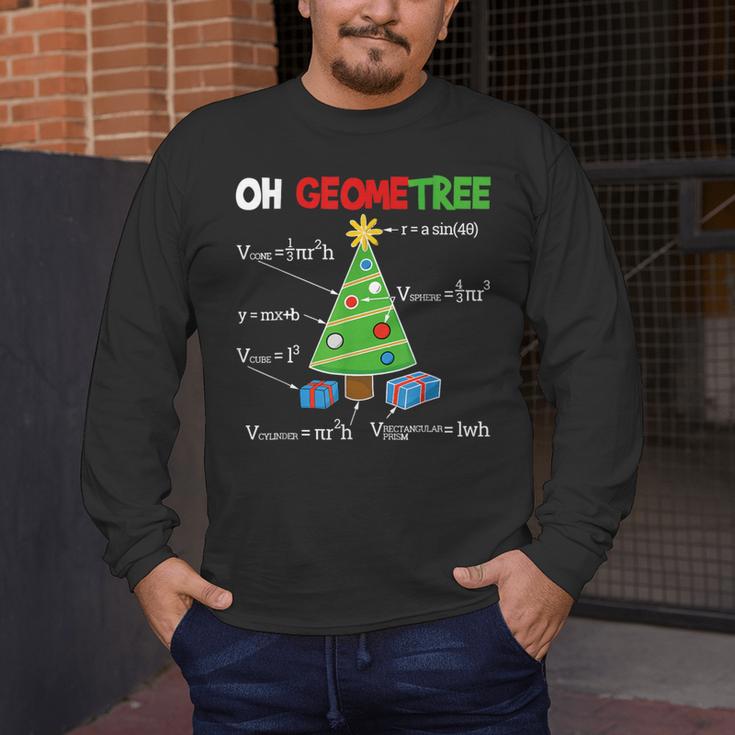 Oh Geometree Christmas Tree Geometry Math Teacher Men's Long Sleeve T-Shirt, funny design