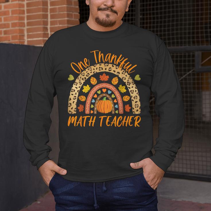 One Thankful Math Teacher Thanksgiving Autumn Fall Rainbow Men's Long Sleeve T-Shirt, funny design One Thankful Math Teacher Thanksgiving Autumn Fall Rainbow Men's Long Sleeve T-Shirt, funny design