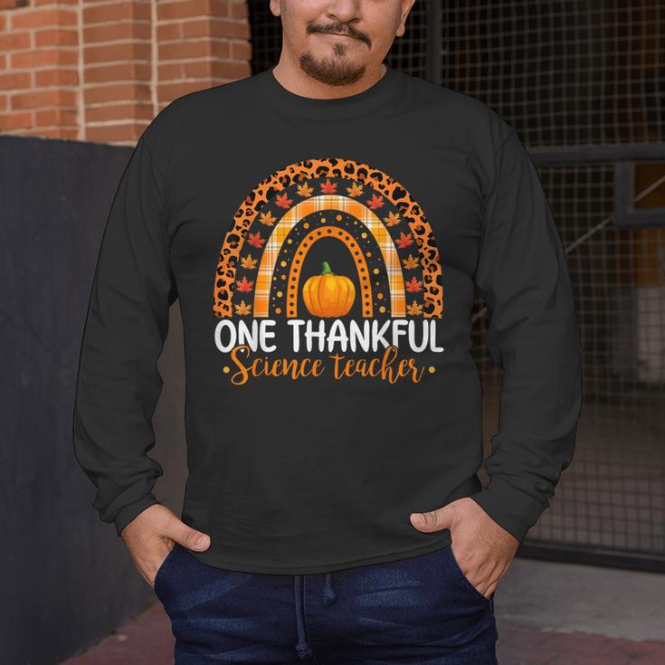One Thankful Science Teacher Rainbow Boho Fall Thanksgiving Men's Long Sleeve T-Shirt, funny design One Thankful Science Teacher Rainbow Boho Fall Thanksgiving Men's Long Sleeve T-Shirt, funny design