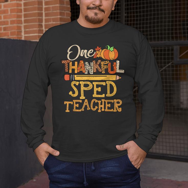 One Thankful Sped Teacher Cute Thanksgiving Women Men's Long Sleeve T-Shirt, funny design