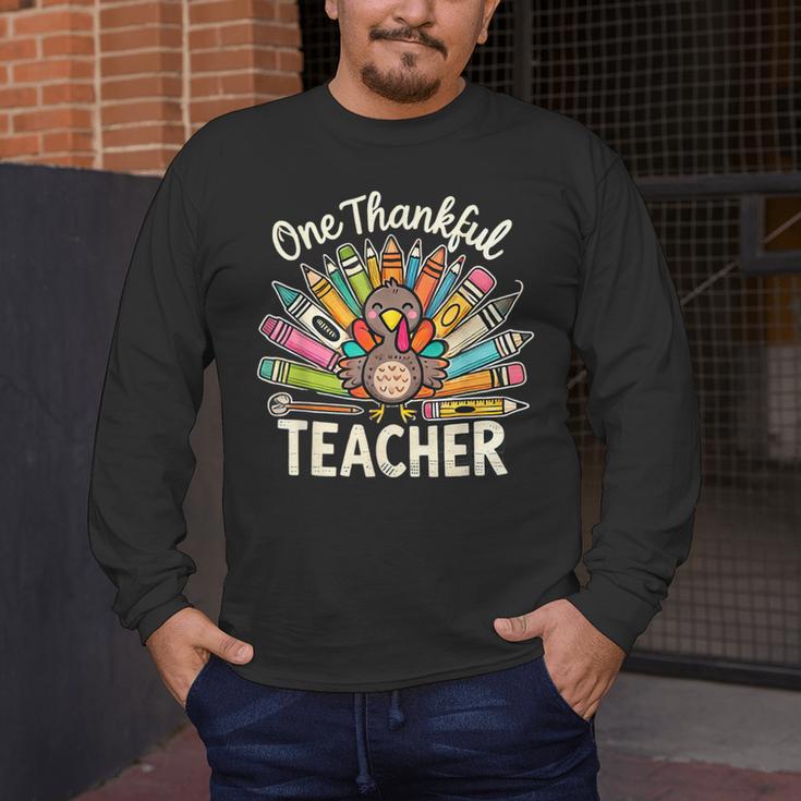 One Thankful Teacher Cute Thanksgiving Turkey School Men's Long Sleeve T-Shirt, funny design One Thankful Teacher Cute Thanksgiving Turkey School Men's Long Sleeve T-Shirt, funny design