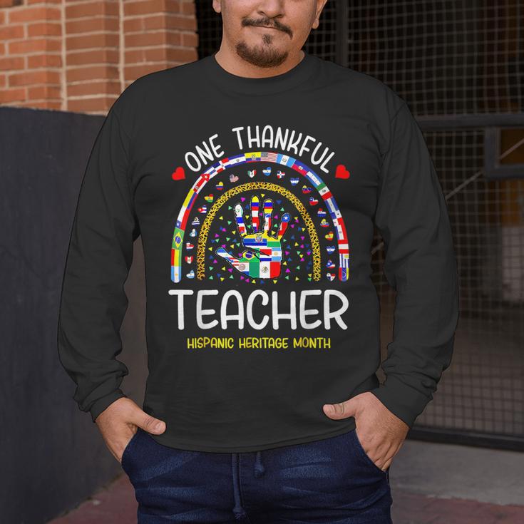One Thankful Teacher Hispanic Heritage Month Countries Flags Men's Long Sleeve T-Shirt, funny design