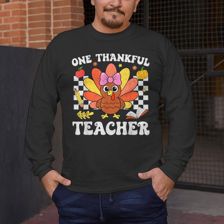 One Thankful Teacher Turkey Thanksgiving Teaching Men's Long Sleeve T-Shirt, funny design One Thankful Teacher Turkey Thanksgiving Teaching Men's Long Sleeve T-Shirt, funny design