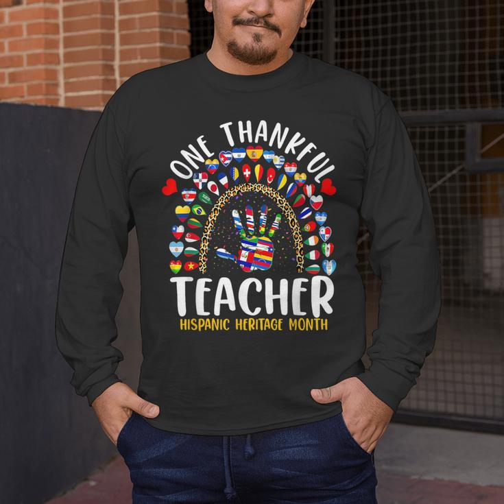 Hispanic Heritage Month One Thankful Teacher Rainbow Men's Long Sleeve T-Shirt, funny design
