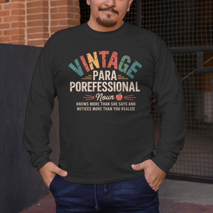 Paraprofessional Vintage Para Teacher 60s 70s 80s Men's Long Sleeve T-Shirt, funny design Paraprofessional Vintage Para Teacher 60s 70s 80s Men's Long Sleeve T-Shirt, funny design