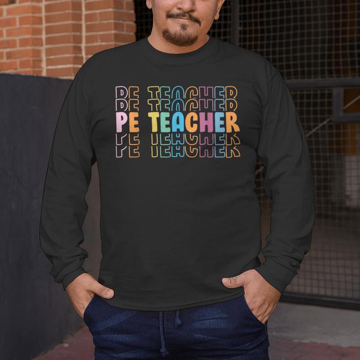 PE Teacher Vintage Retro Groovy Physical Education Teacher Men's Long Sleeve T-Shirt, funny design